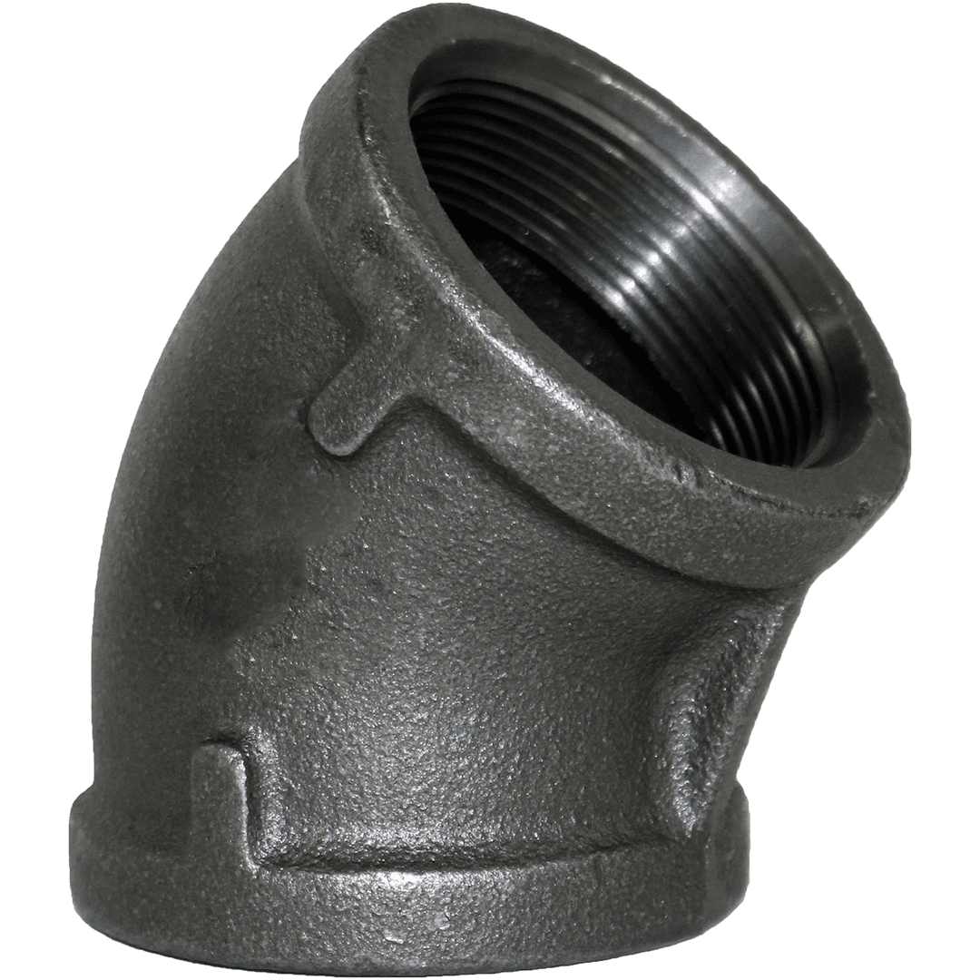 Black Malleable 45 Elbow