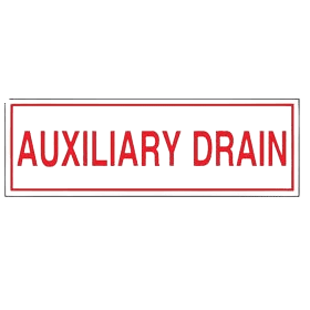 Auxiliary Drain, Sign 6" X 2"