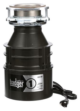 GARBAGE DISPOSAL  ISE 73128A BADGER 1 W/CORD 1/3 HP