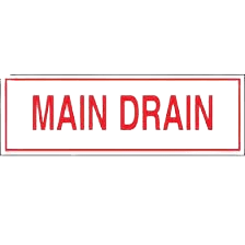 Main Drain, Sign 6" X 2"