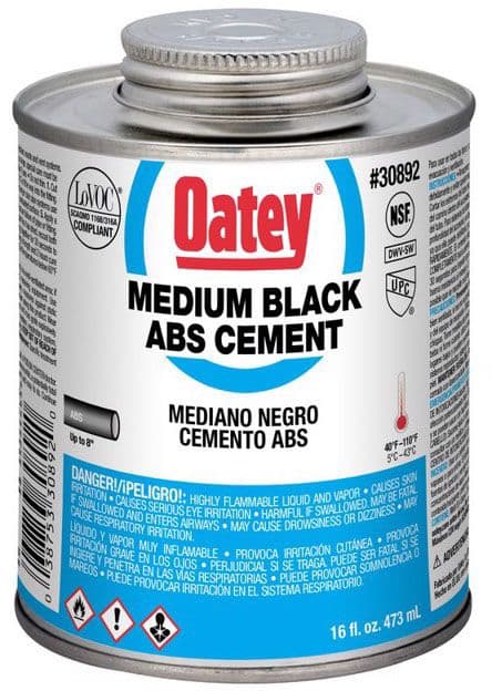 OATEY 30892 16OZ (MEDIUM) BLACK ABS CEMENT 1 PINT
