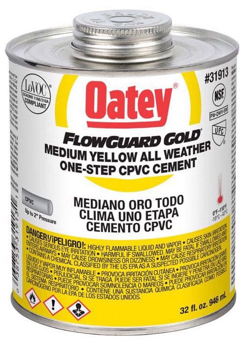 OATEY 31913 32OZ FLOWGUARD GOLD (LARGE) CPVC YELLOW CEMENT 1 QUART